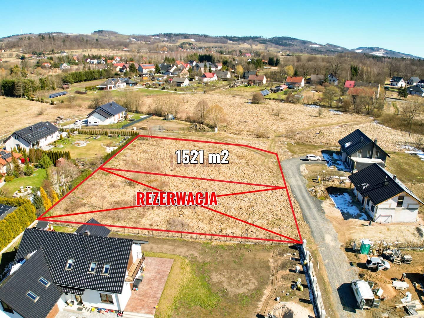Działka budowlana 1521m² Komarno widokowa