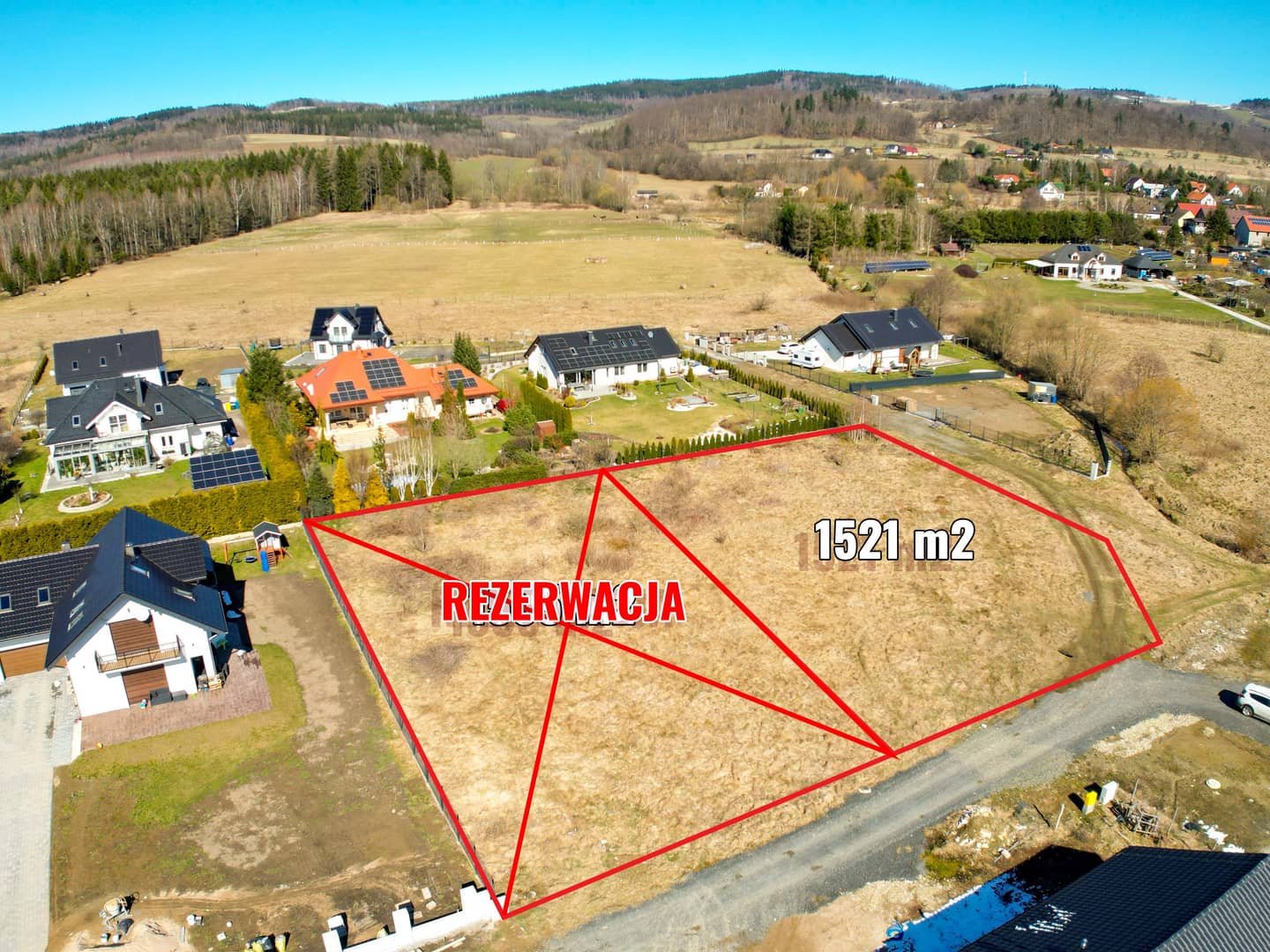 Działka budowlana 1521m² Komarno widokowa