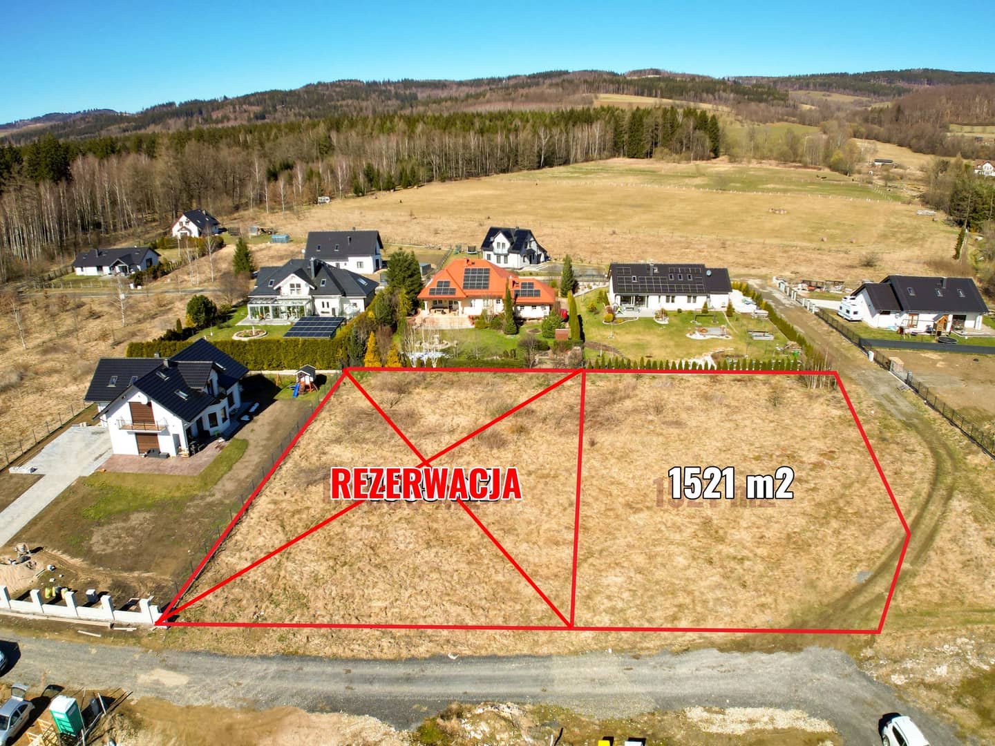 Działka budowlana 1521m² Komarno widokowa