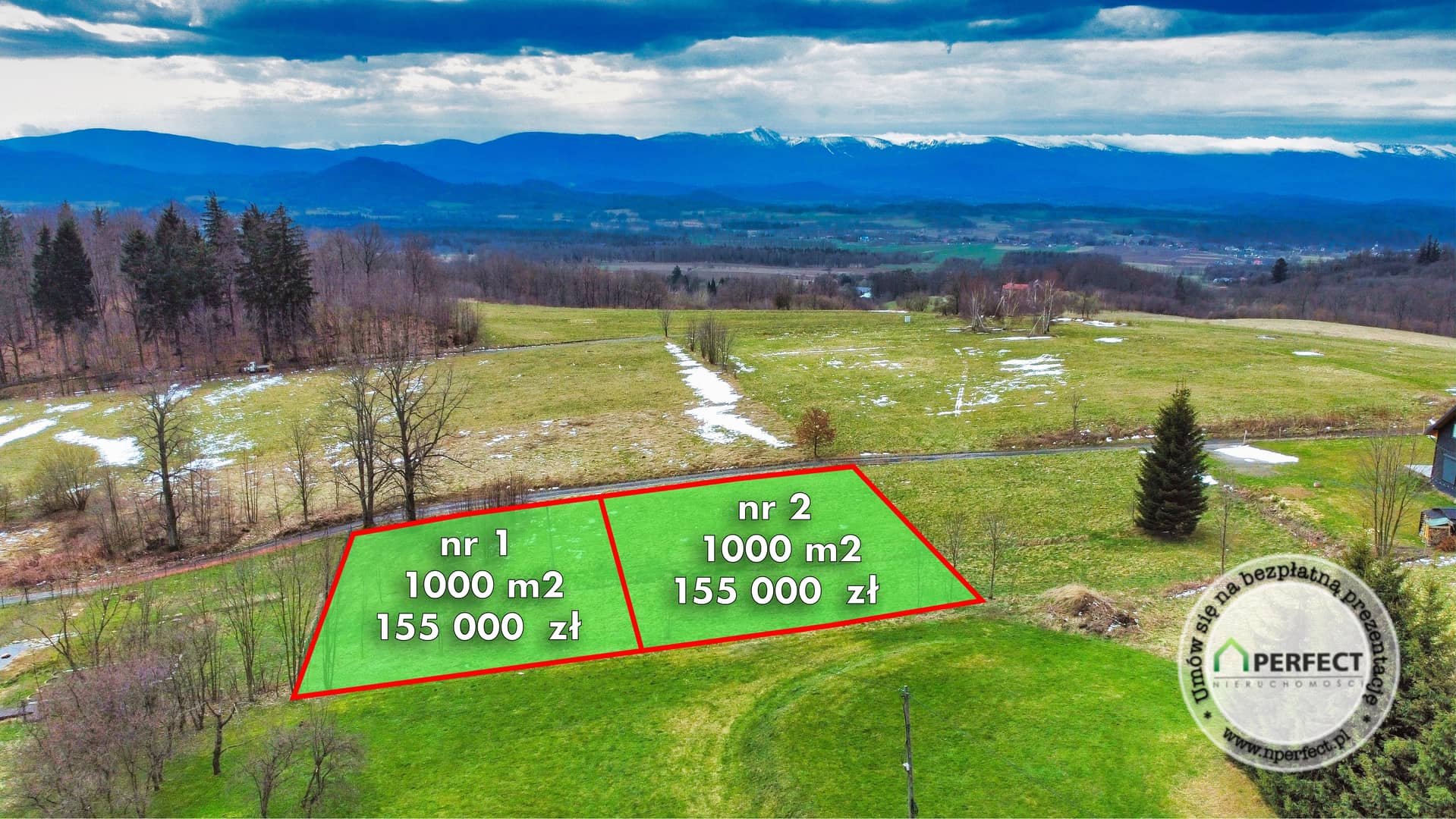 Działka budowlana 1000m² Komarno z widokiem