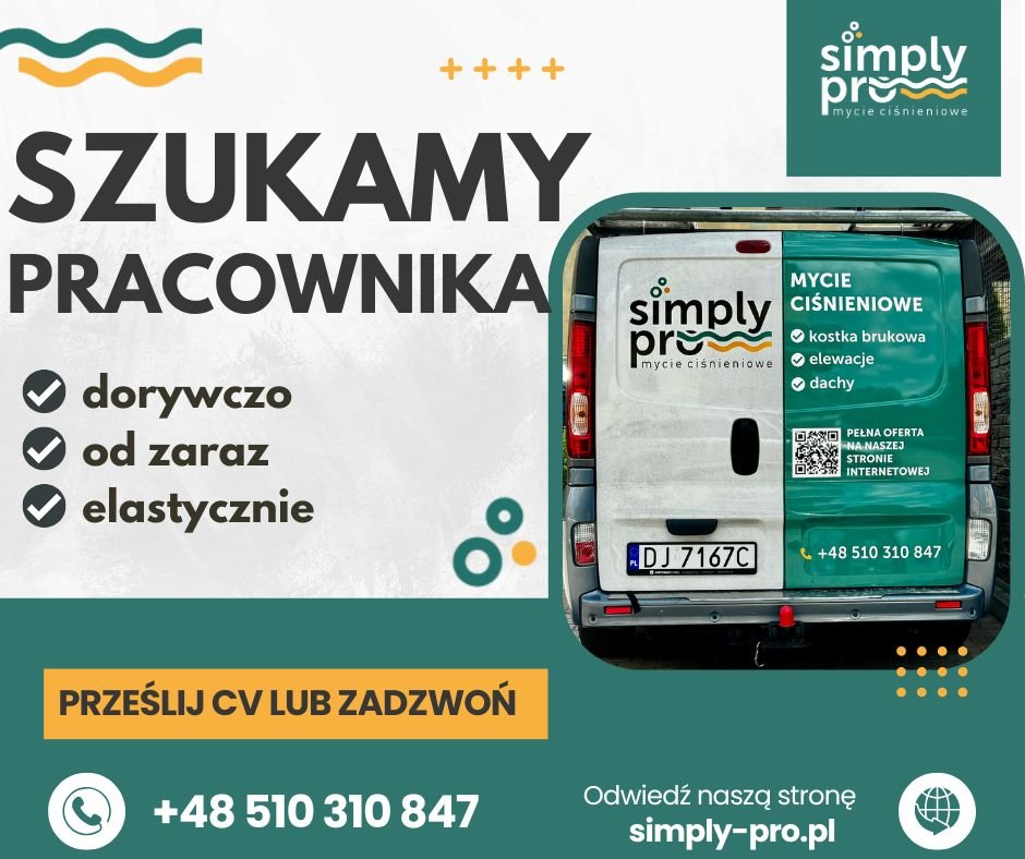 Pomocnik przy myciu ciśnieniowym domów - dorywczo 1 do 3 dni/tyg. Simply Pro Jelenia Góra