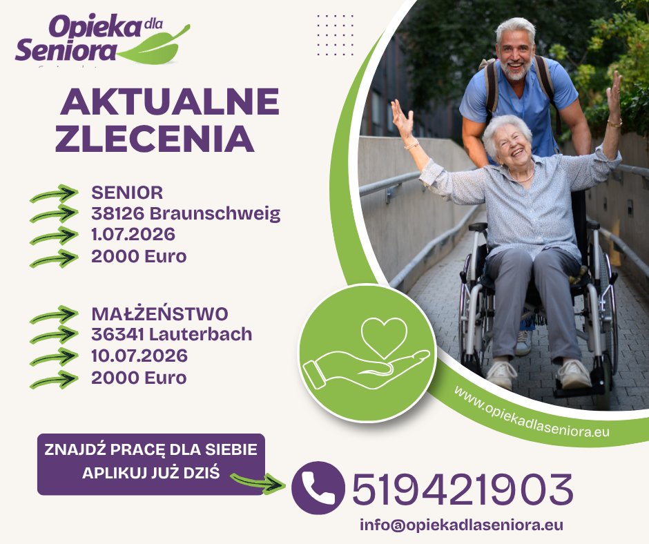 Aktualne zlecenia w opiece na lipiec