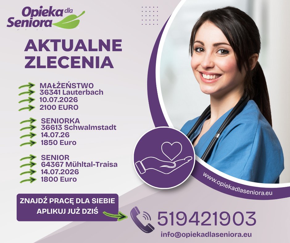 🍃Zlecenie do Seniora 🏡64367 Mühltal-Traisa / okolice Darmstadt/ Hesja