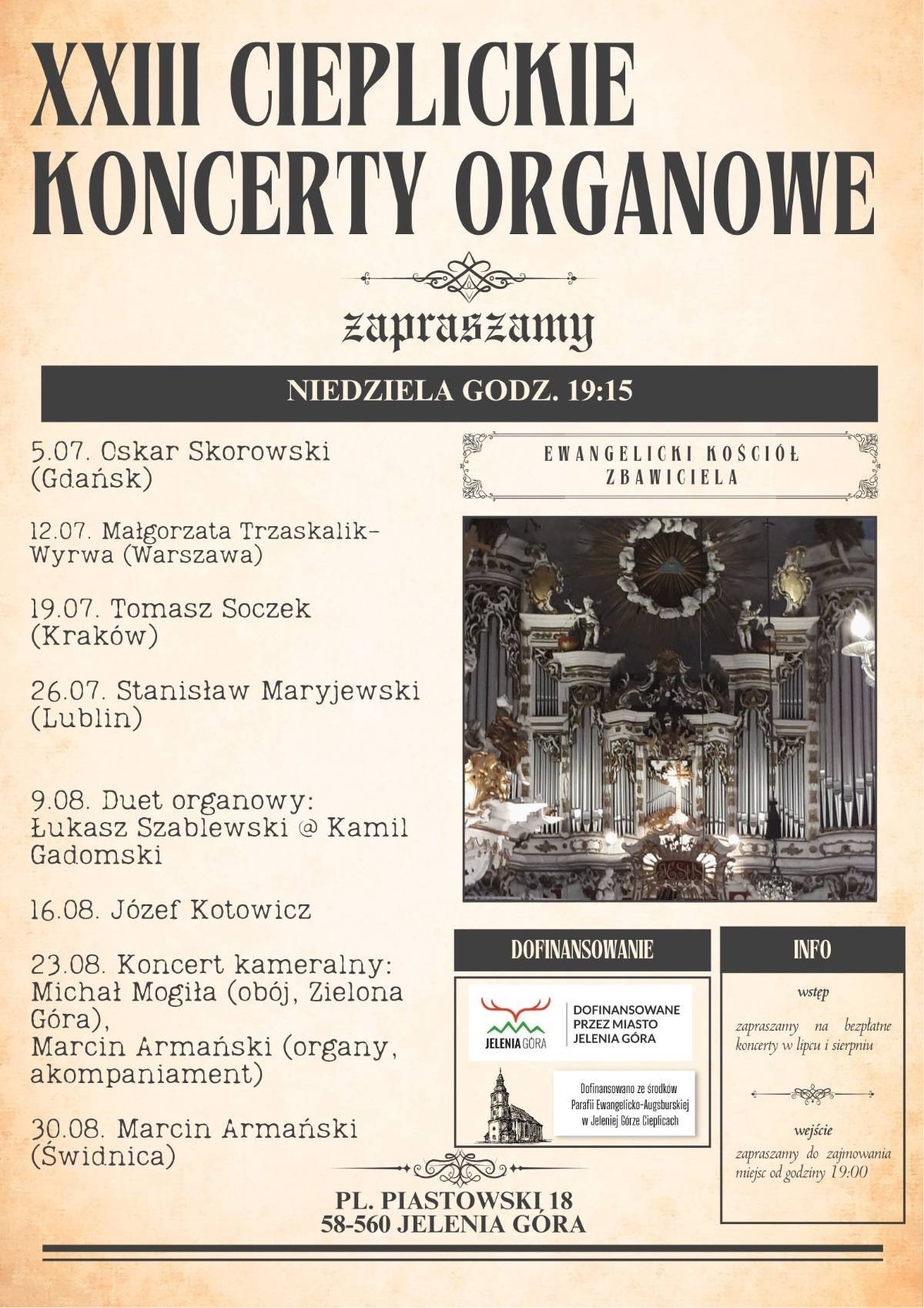 XXIII Cieplickie Koncerty Organowe