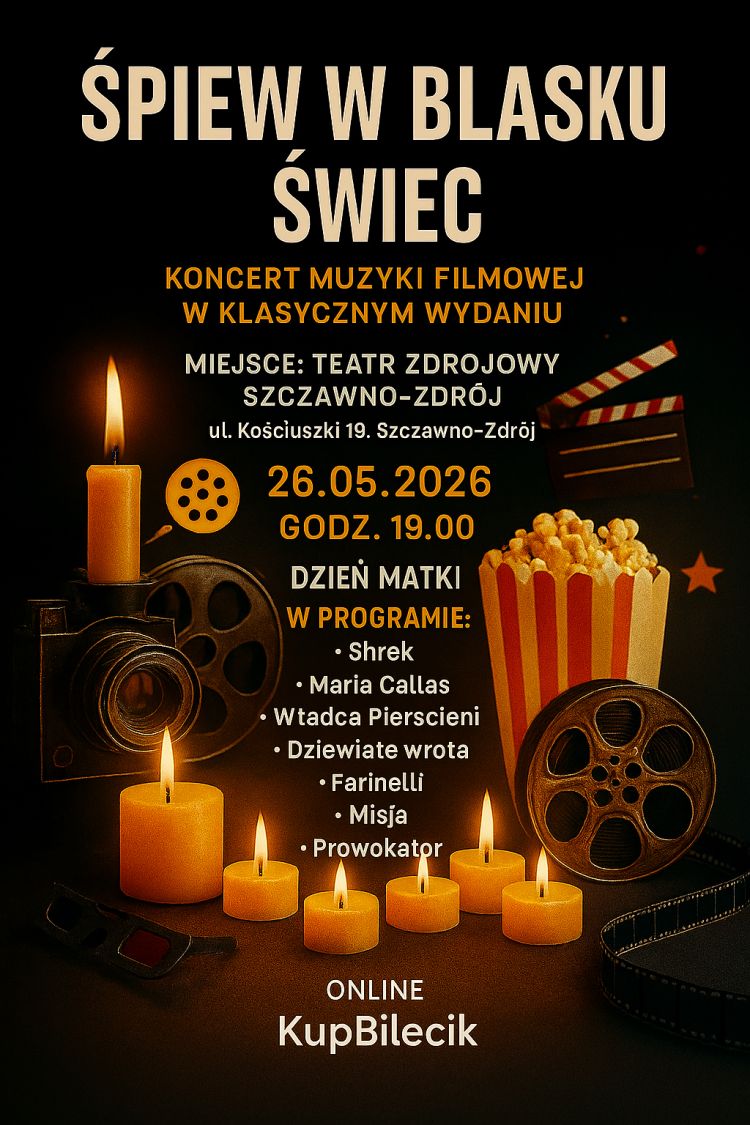 Śpiew w blasku świec - koncert z muzyką filmową klasycznie