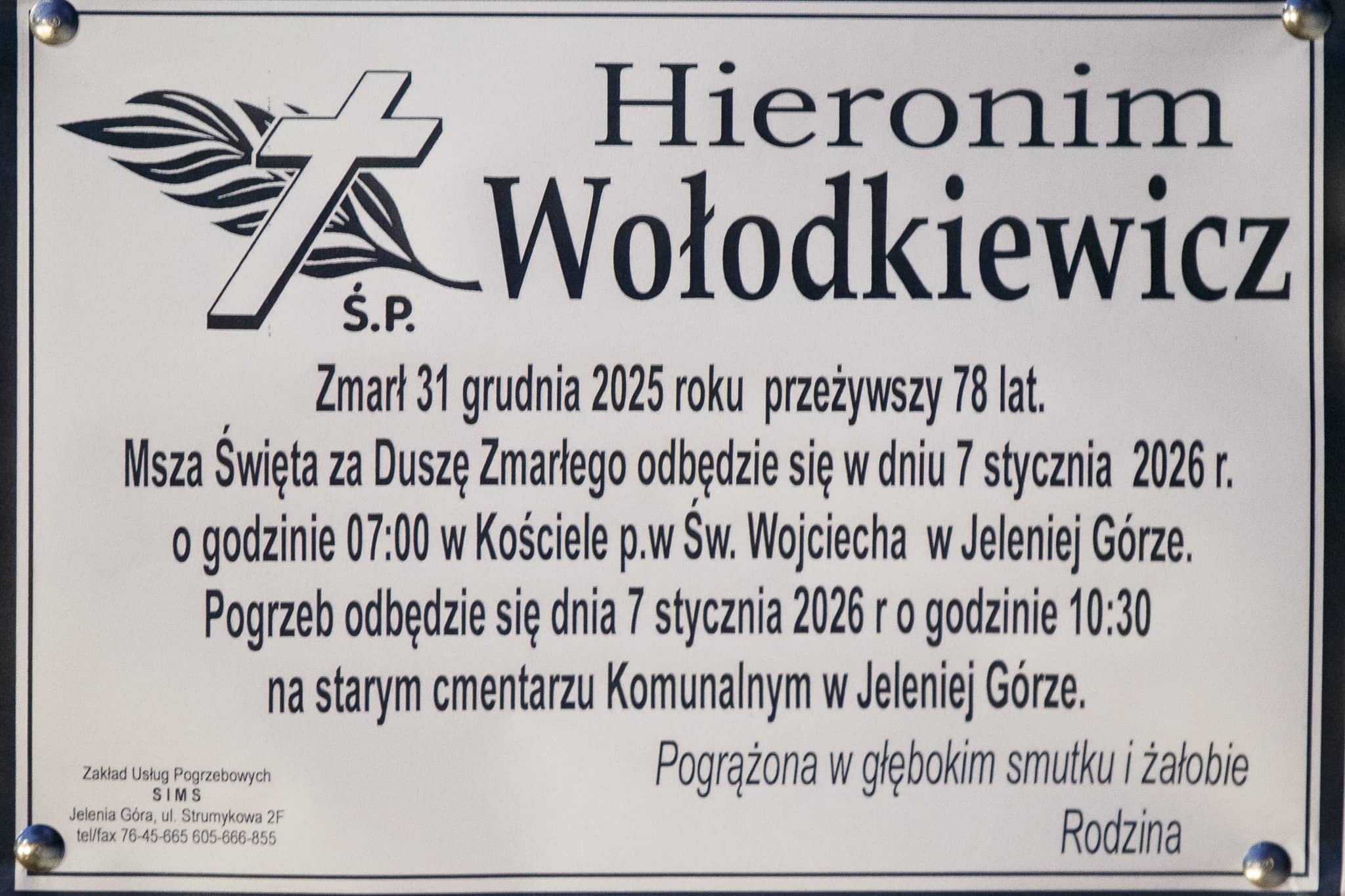 Zmarł Hieronim Wołodkiewicz