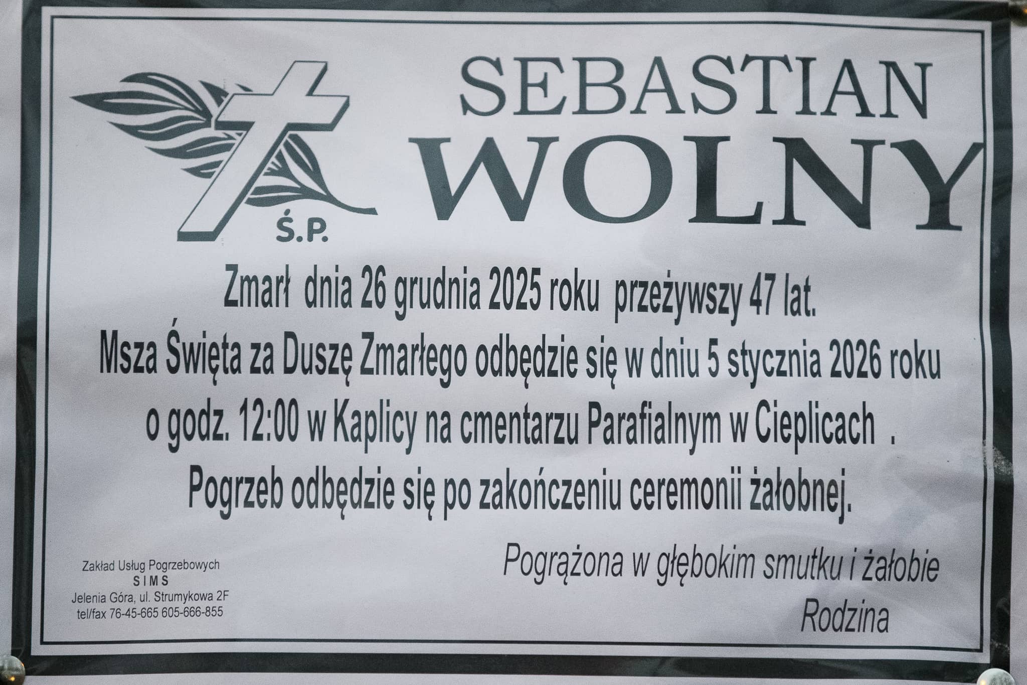Zmarł Sebastian Wolny