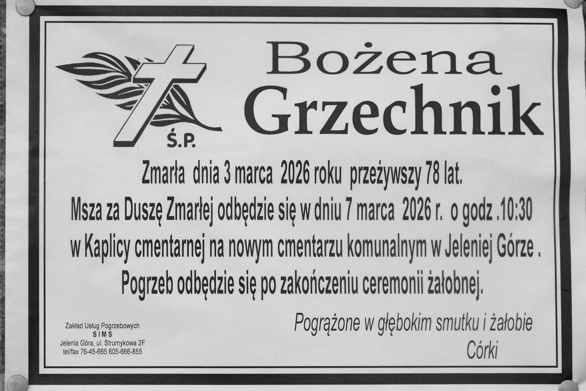 Zmarła Bożena Grzechnik