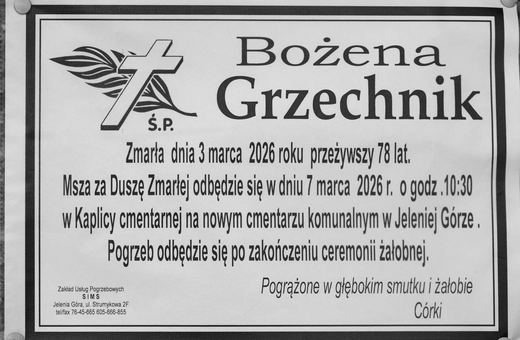 Zmarła Bożena Grzechnik