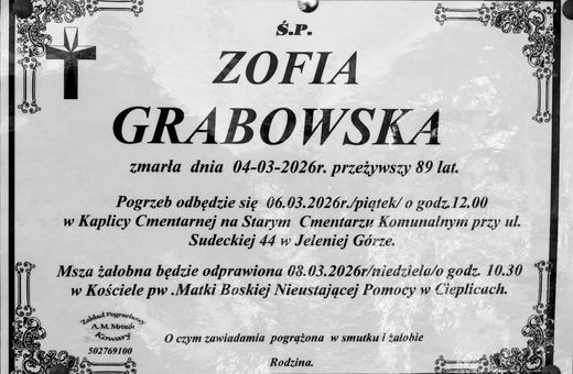 Zmarła Zofia Grabowska