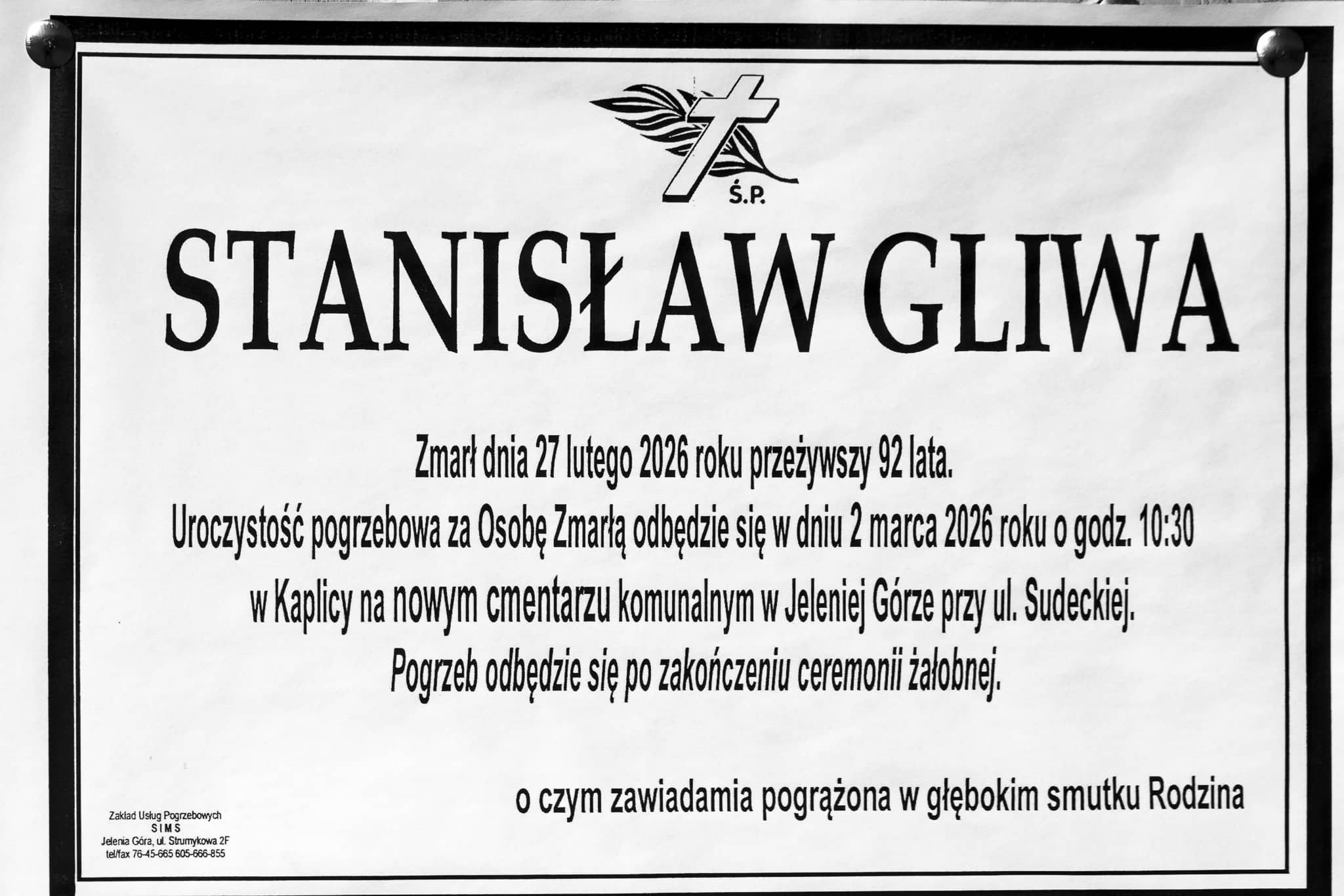 Zmarł Stanisław Gliwa
