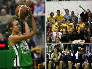 Izabela Bogdan podczas wykonywania rzutu osobistego. Mimo porażki na trybunach panowała radosna atmosfera.