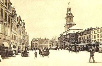 Hermsdorf (Sobieszów) rok 1913. Zimowe harce na lodowisku.