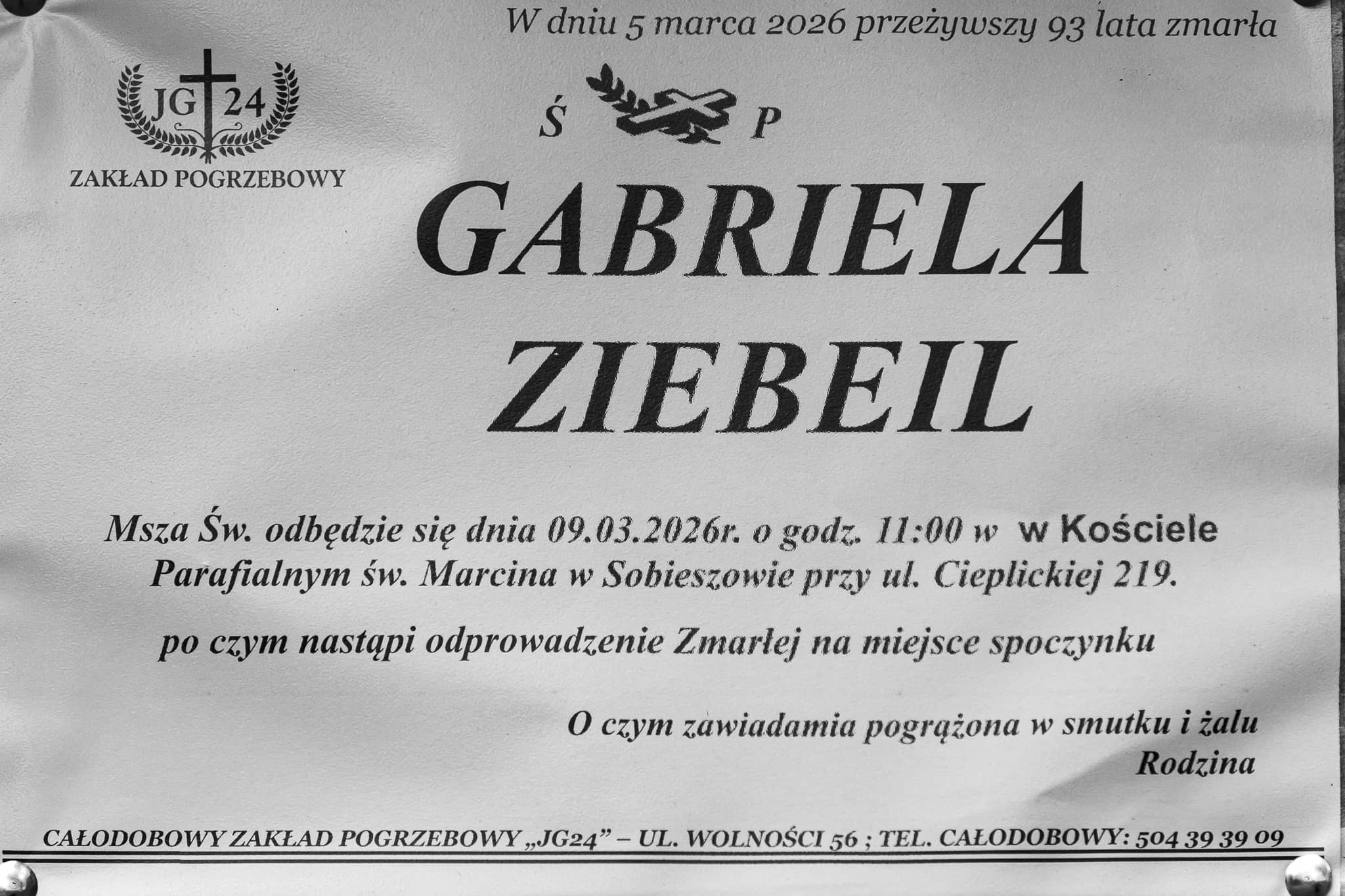 Zmarła Gabriela Ziebeil