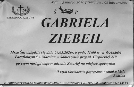 Zmarła Gabriela Ziebeil