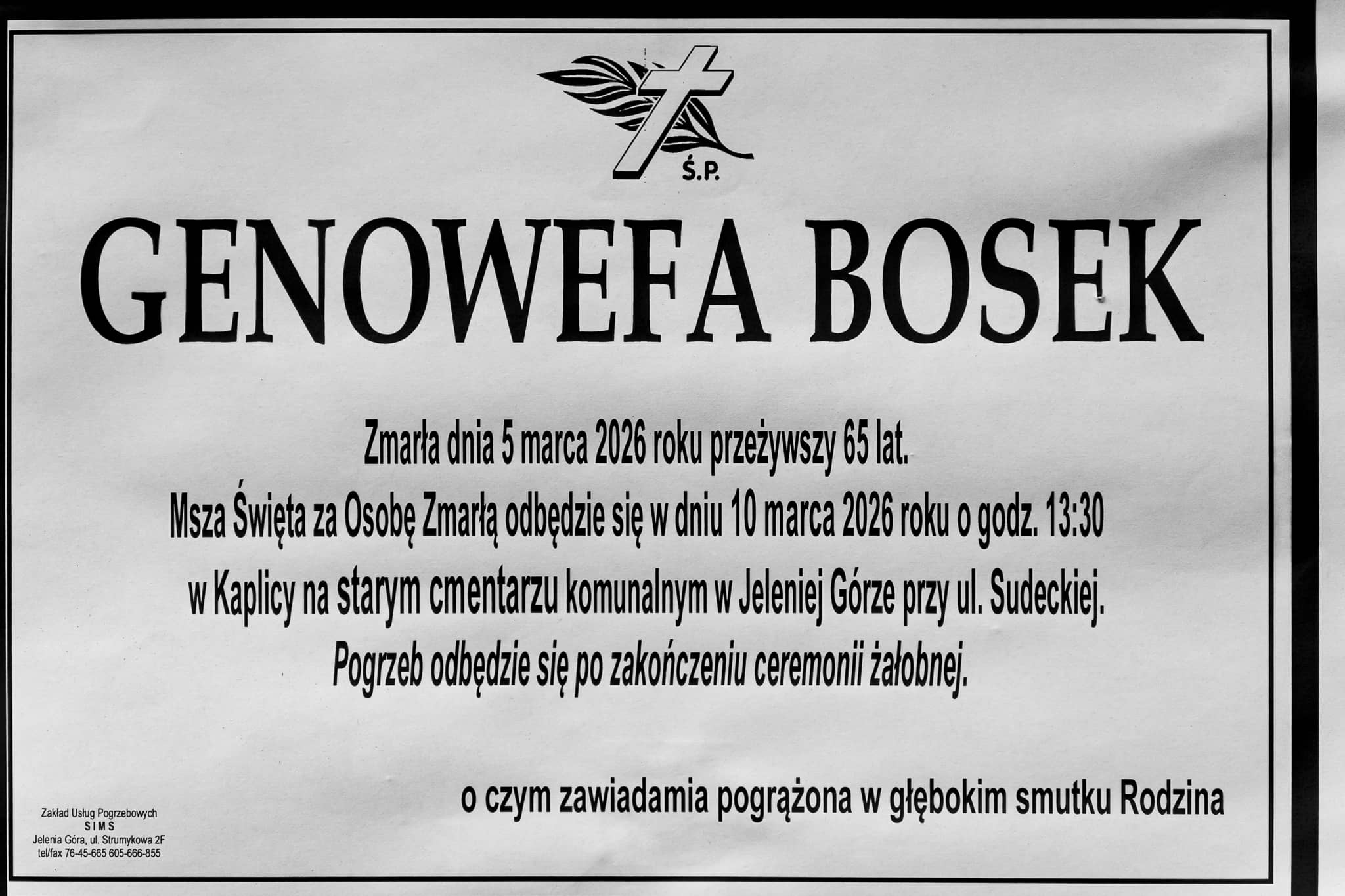 Zmarła Genowefa Bosek