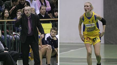 Milena Owczarek doznała nie grożnej kontuzji. Obok Dorota Arodź i II trener AZS Eugeniusz Sroka.