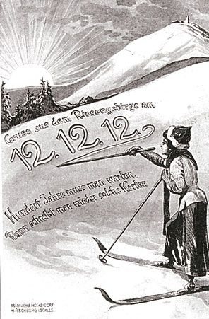 Grudniowe pozdrowienia z gór z 1912 roku. Ówcześni turyści nie bali się lawin.