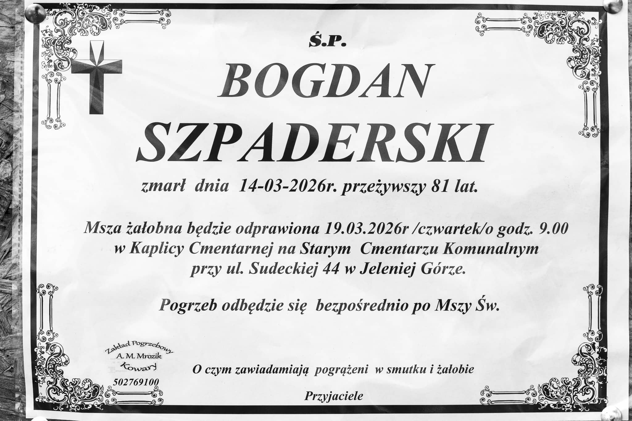 Zmarł Bogdan Szpaderski