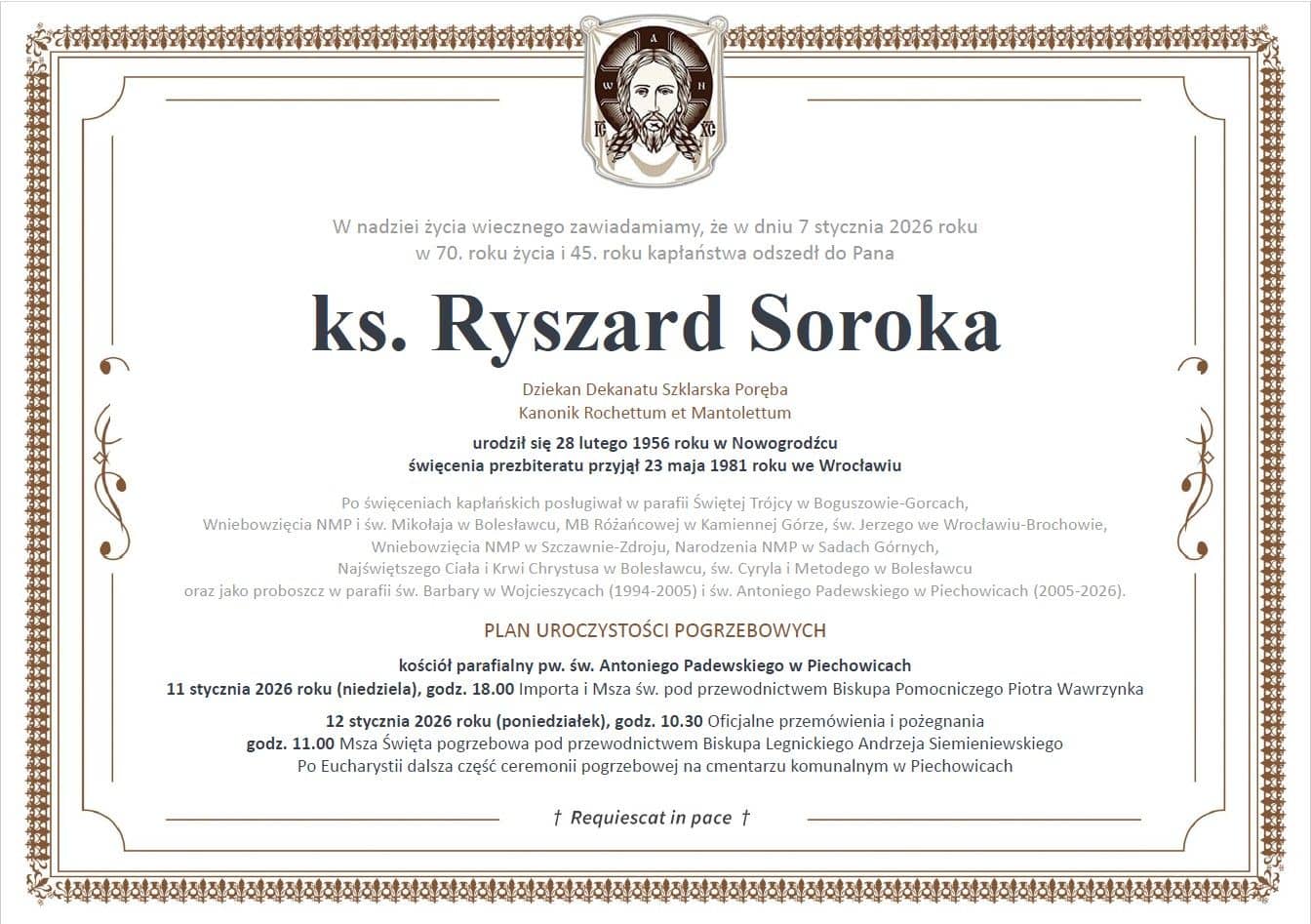 Zmarł ksiądz Ryszard Soroka z Piechowic