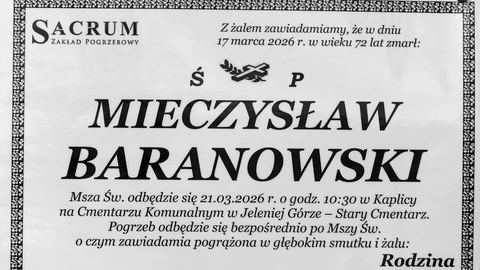 Zmarł Mieczysław Baranowski