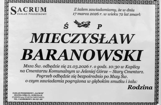 Zmarł Mieczysław Baranowski