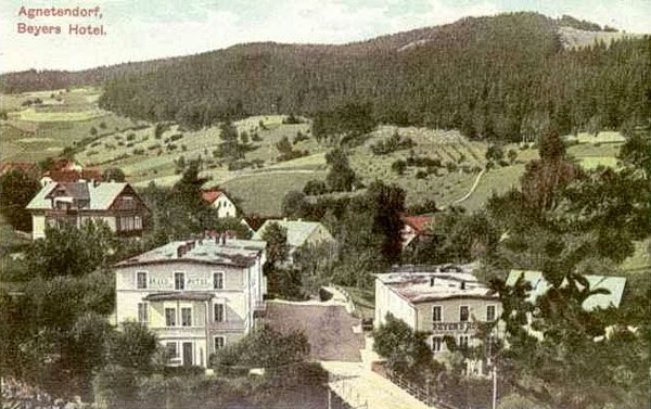 Hotel Beyera i widok na Jagniątków: pierwsza dekada XX wieku.