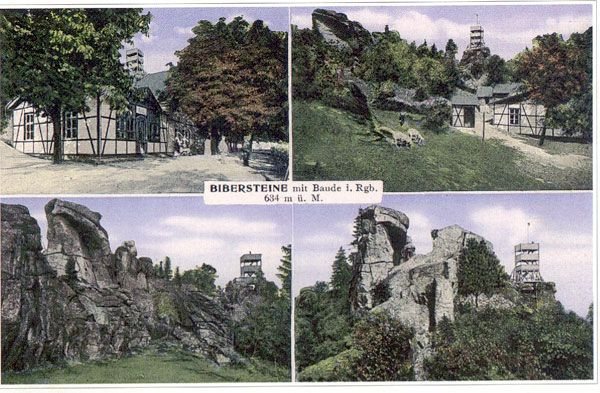 Bibersteine (Bobrowe Skały) z nieistniejącymi już wieżą i schroniskiem.
