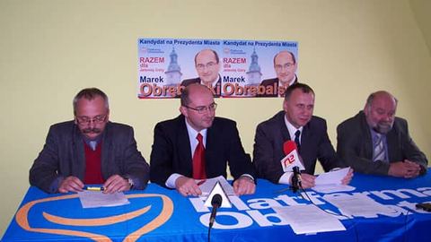Marcin Zawiła, Marek Obrębalski, Jerzy Łużniak i Jerzy Pokój podczas wtorkowej konferencji prasowej.