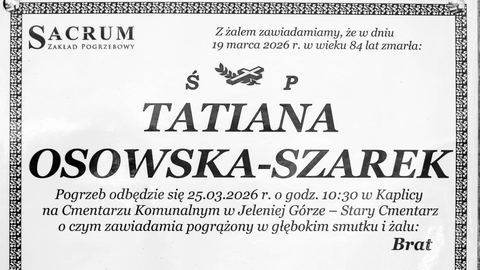 Zmarła Tatiana Osowska–Szarek
