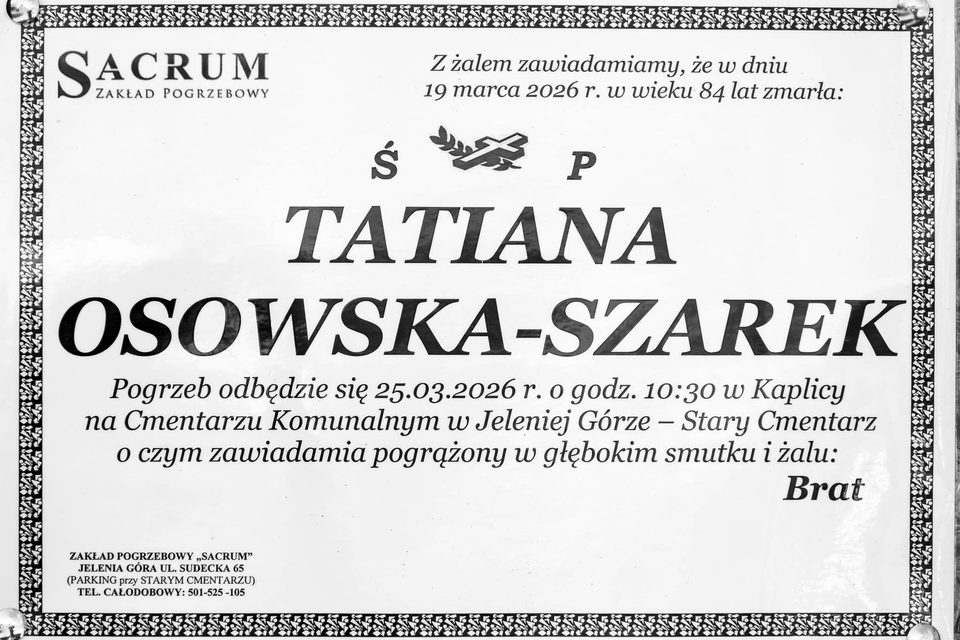 Zmarła Tatiana Osowska–Szarek