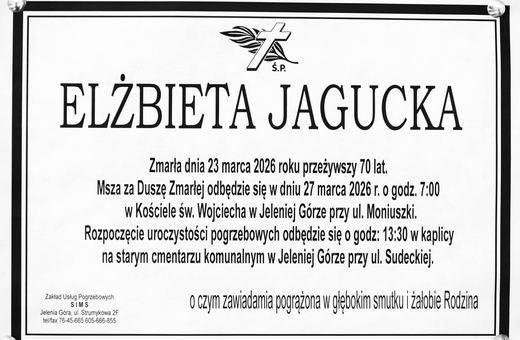 Zmarła Elżbieta Jagucka
