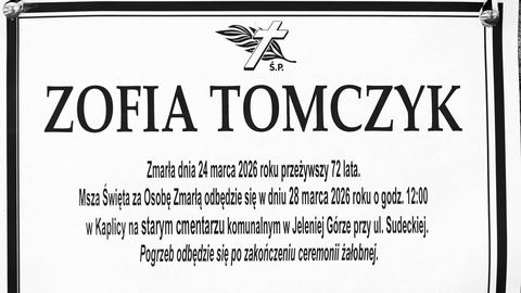 Zmarła Zofia Tomczyk