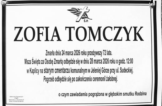 Zmarła Zofia Tomczyk