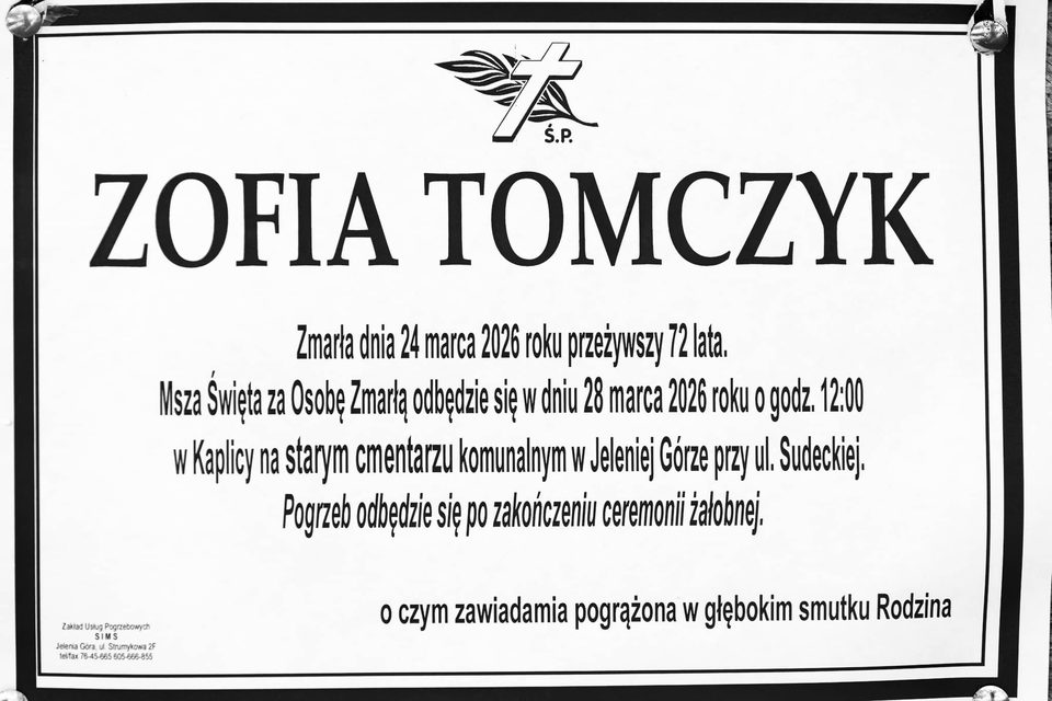 Zmarła Zofia Tomczyk