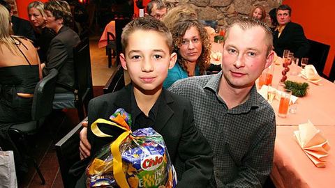 Konrad i Sebastian Andrzejczak byli zadowoleni z upominków.