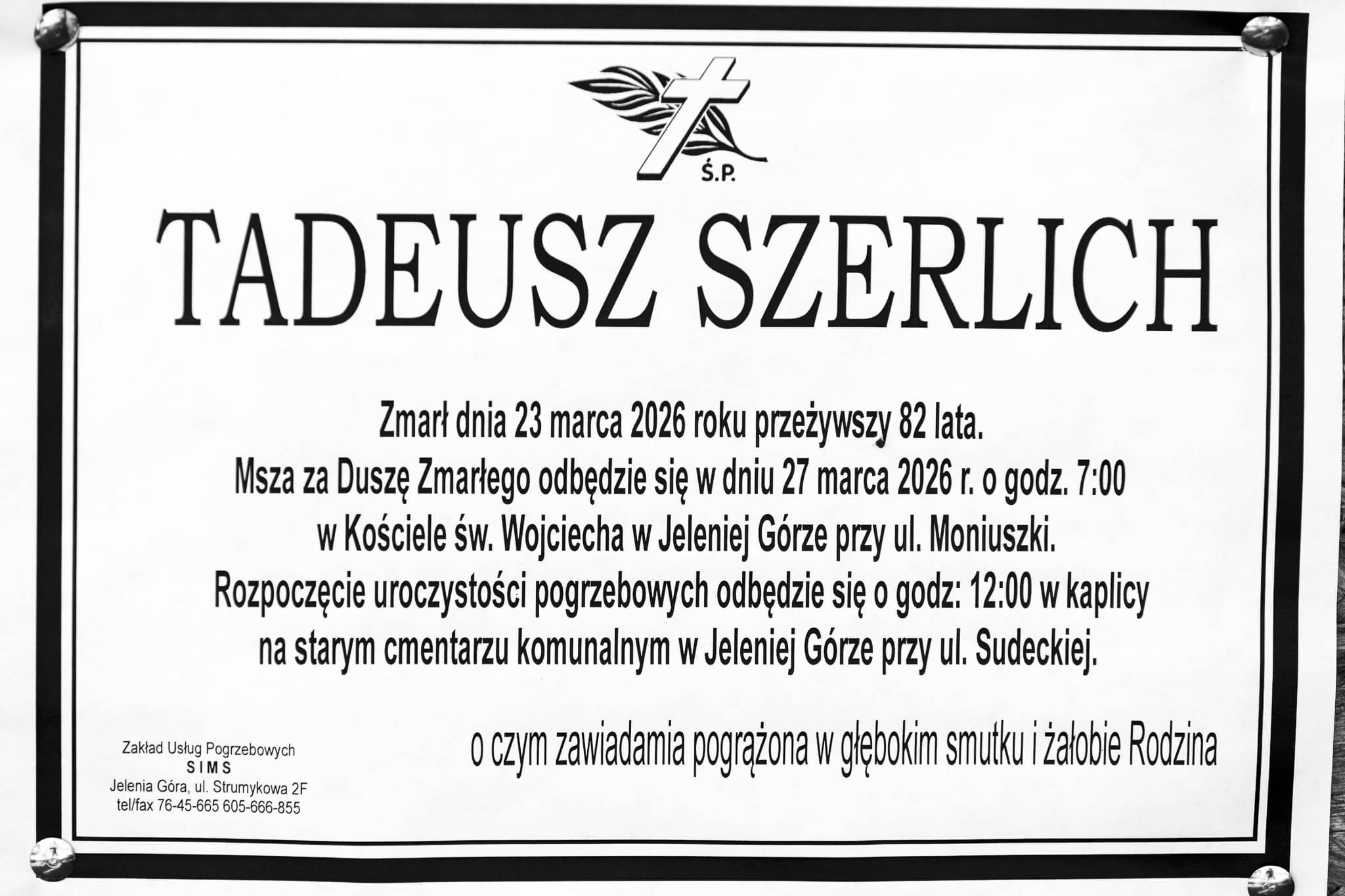 Zmarł Tadeusz Szerlich