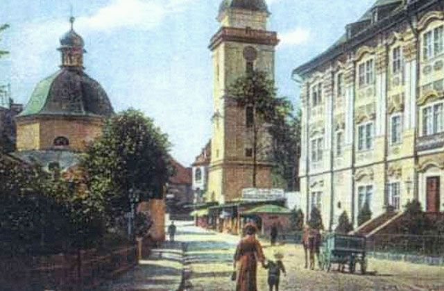 Klosterstrasse (Klasztorna, dziś Ściegiennego) z Długim Domem, najstarszą budowlą Cieplic na przełomie XIX i XX wieku.