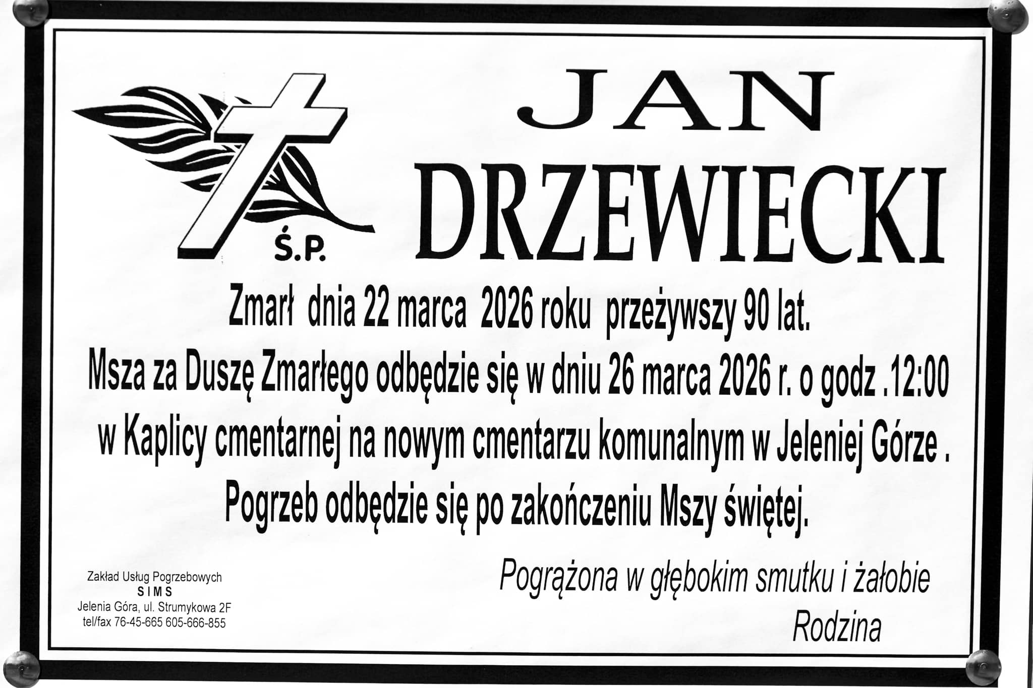 Zmarł Jan Drzewiecki