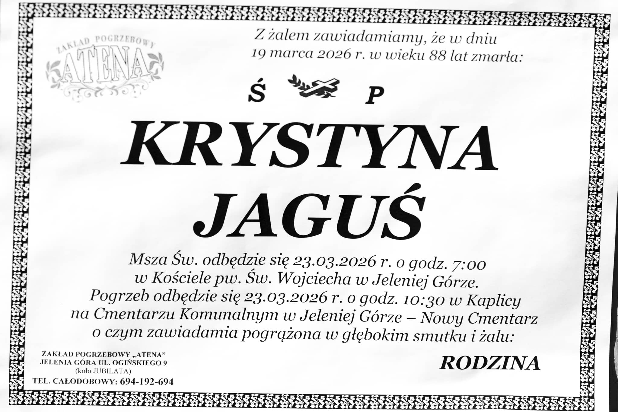 Zmarła Krystyna Jaguś