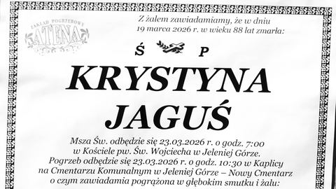 Zmarła Krystyna Jaguś