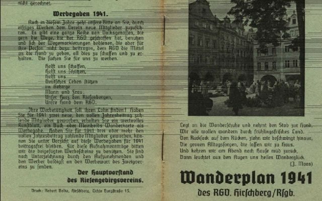 Plan wędrówek Riesengebirges Verein z 1941 roku.
