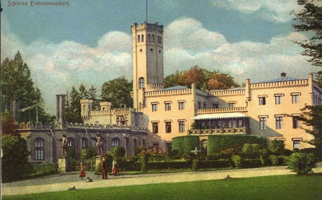Zamek „królewski” w Mysłakowicach (Erdsmanndorf) w latach dziewiętnastowiecznej prosperity.
