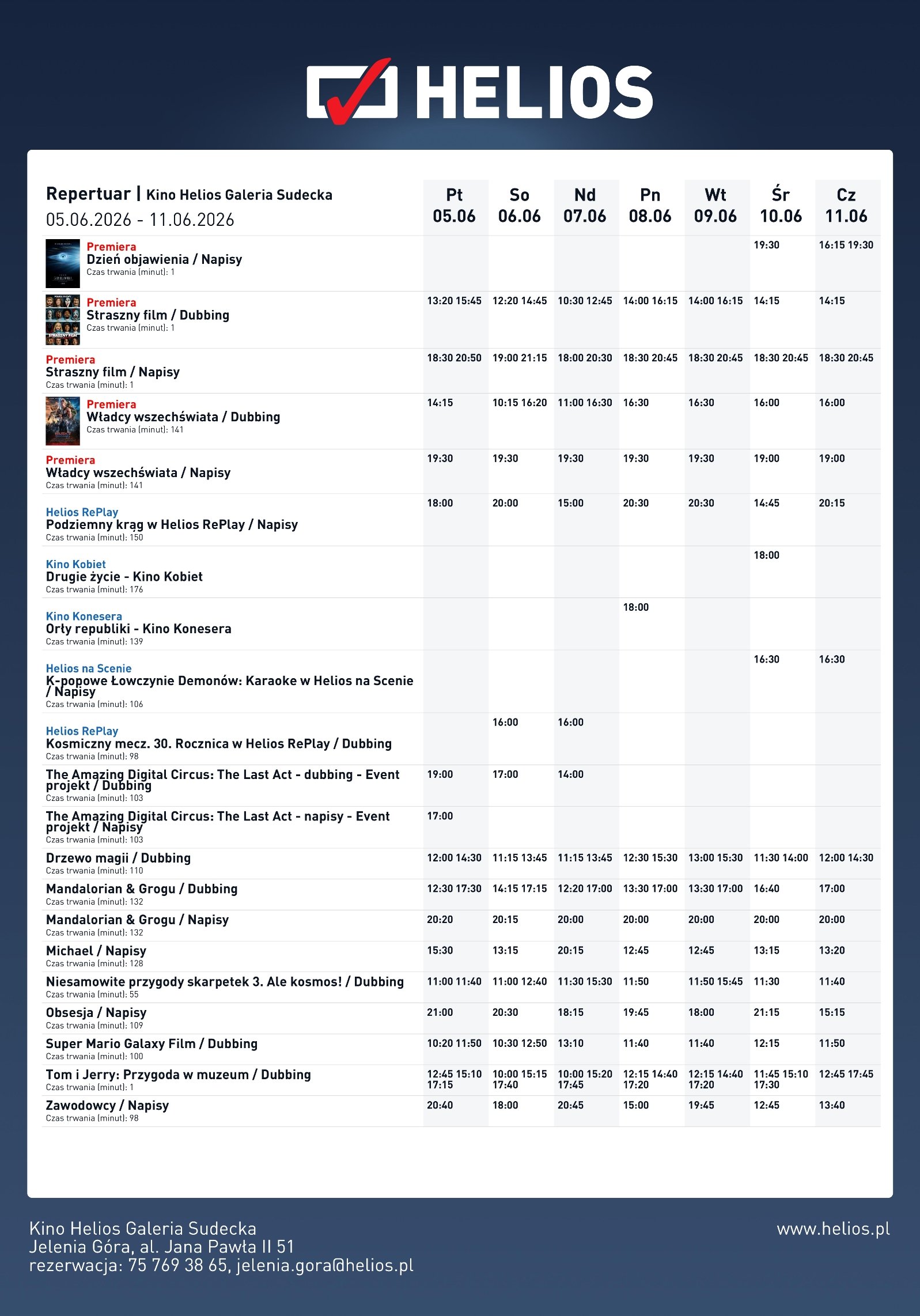 Repertuar Kina Helios