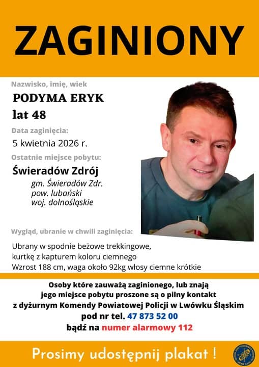 Policja poszukuje 48–letniego Eryka