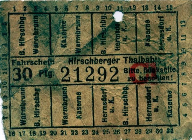 Bilet tramwajowy Hirschberger Thalbahn.