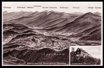 Szklarska Poręba – panorama miasta z widoczną linią kolejową.