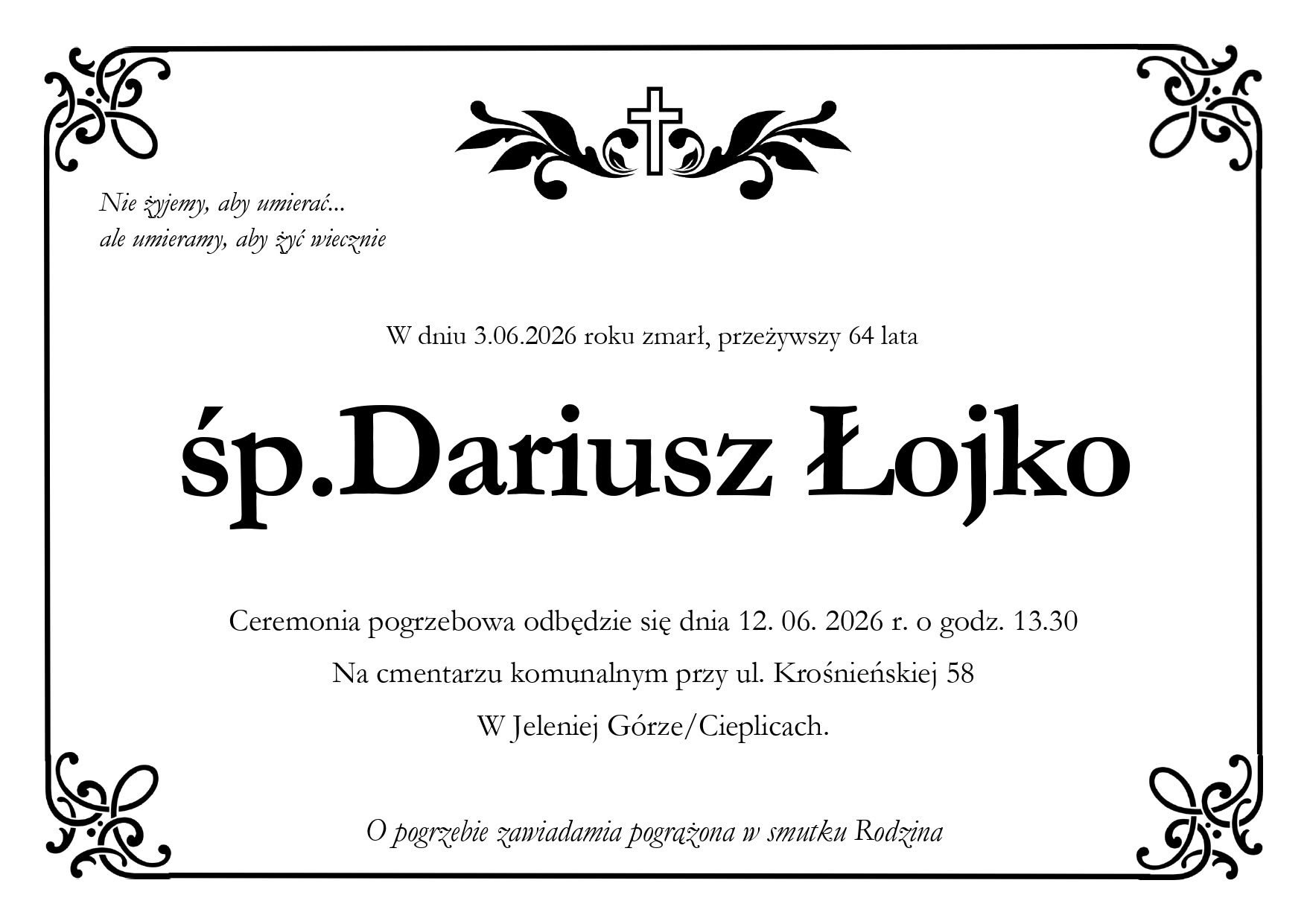 Zmarł Dariusz Łojko