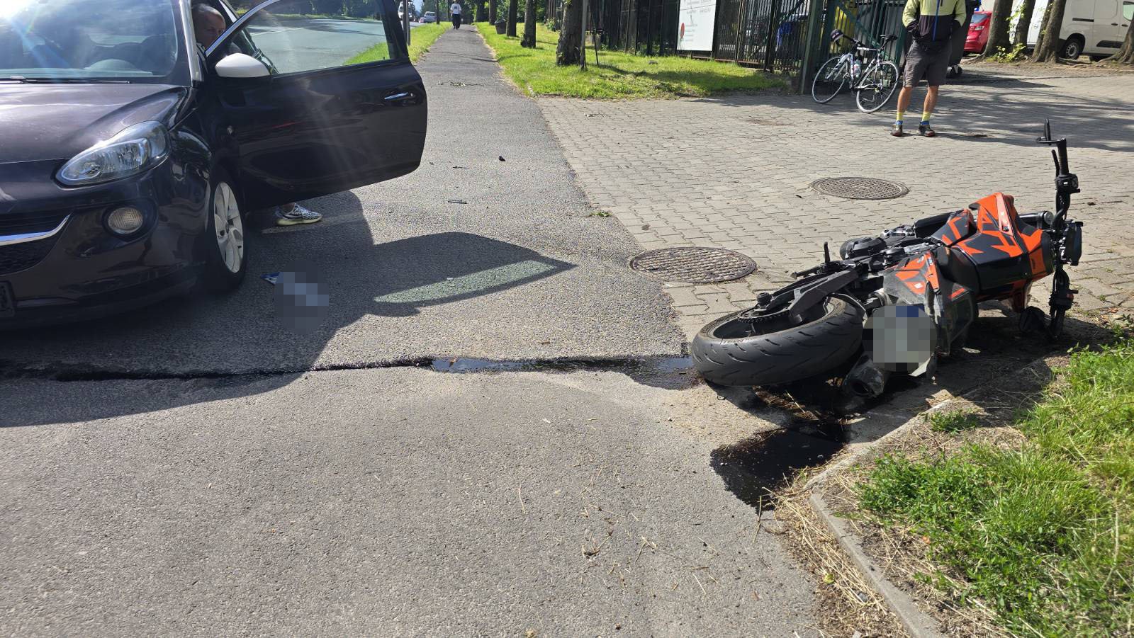 Potrącenie motocyklisty na Sudeckiej