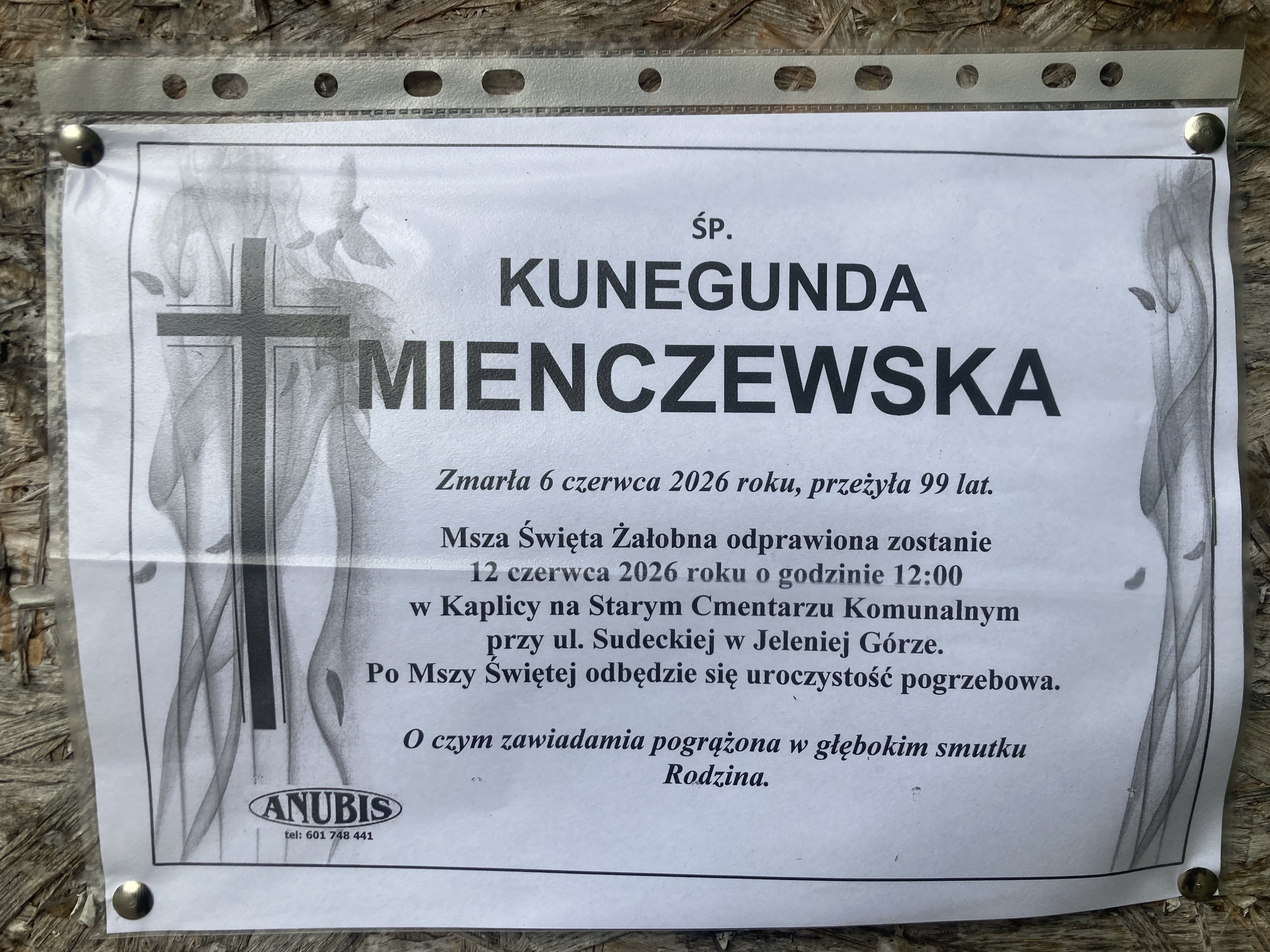 Zmarła Kunegunda Mienczewska